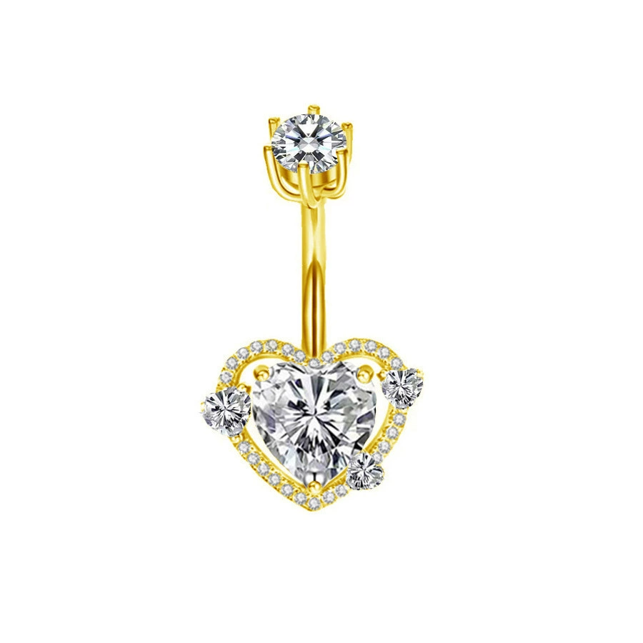 Belly Button Ring, Stainless Steel & Copper, Pink Zircon Accent, Multiple Style Options