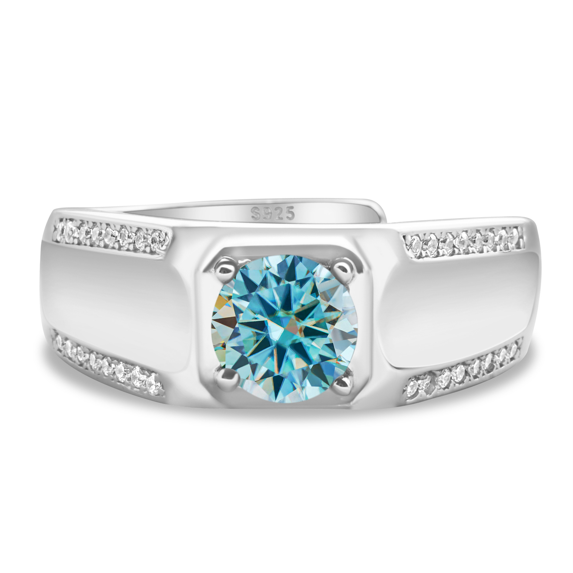 925 plata esterlina gran anillo de hombre de piedra moissan anillo masculino chapado pt950 oro atmósfera para enviar al por mayor fábrica de novio spot