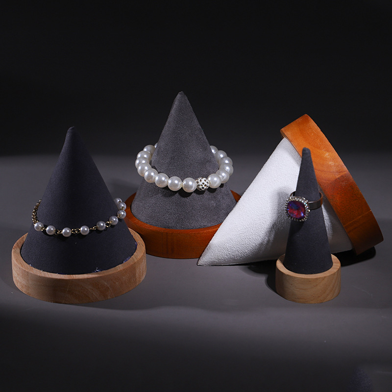 创意实木锥形手镯展示道具柜台陈列饰品戒指手链手镯展示架托批发