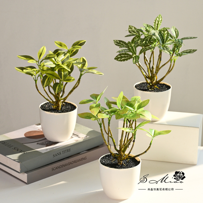 Simulación de flores falsas plantas verdes de alta calidad pequeñas plantas bonsai decoración creativa decoración de la sala de estar del hogar simulación de maceta