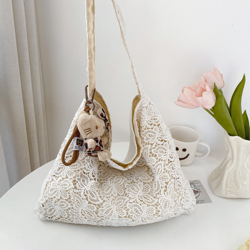 Damen Schultertasche Im Pastoralstil Mit Spitzenbesatz_voghion.com