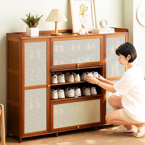 Shoe cabinet storage rack for home modern doorway large capacity simple space-saving ultra-thin solid wood balcony bucket storage