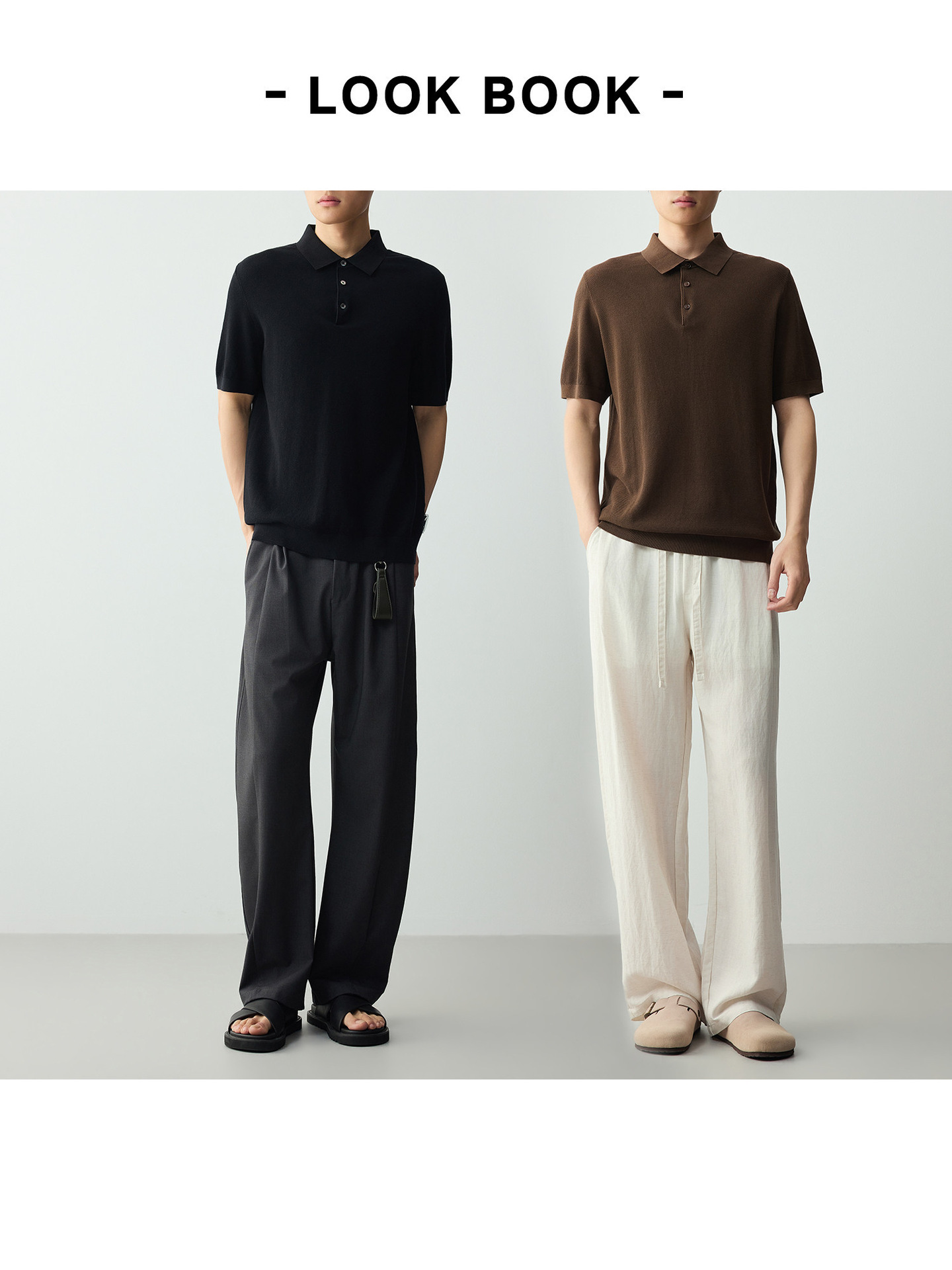 Áo polo nam tay ngắn chất liệu cotton pha tơ tằm phong cách cổ điển — đen