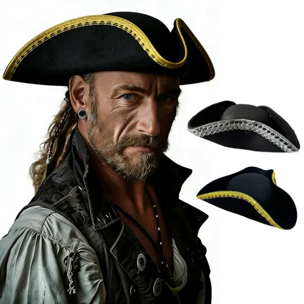 Cross-Border Carnival Christmas Party Performance Retro Caribbean Captain Pirate Hat Cos Men's Pirate Hat