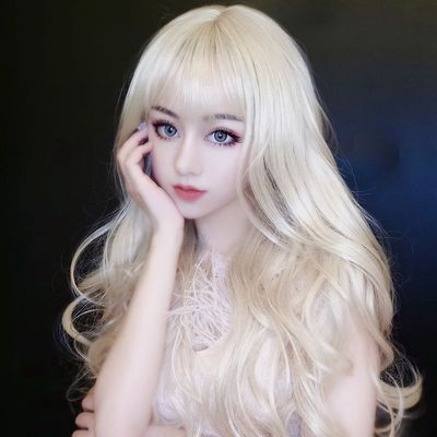 Long Wavy Synthetic Wig With Airy Bangs Natural Realistic Style_voghion.com