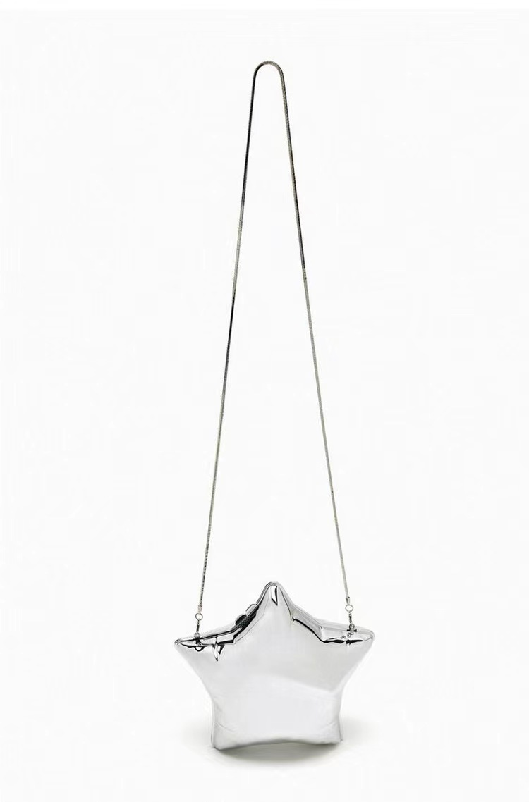 New Spring/Summer 2025 gold and silver star shoulder bag, mini chain bag, casual and fashionable crossbody acrylic bag undefined