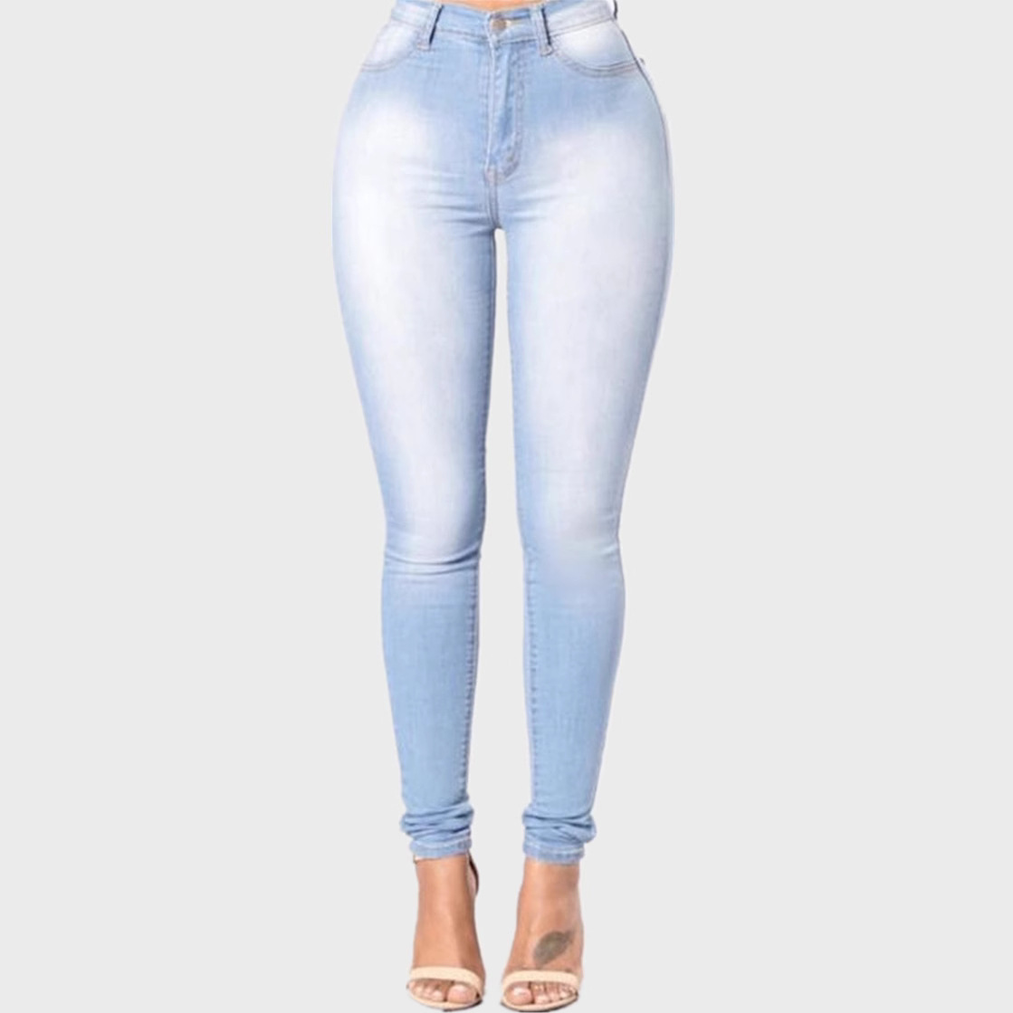 Europeo y americano Amazon deseo moda Slim stretch Denim pantalones flacos para las mujeres