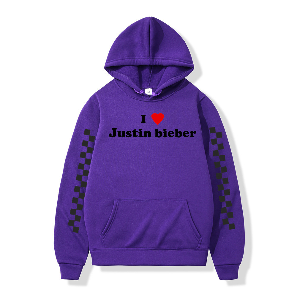 Winter Men Hoodies I love Justin Bieber Pullover Male Hooded