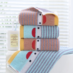 Bulk wholesale smiling face cotton towels for home use, adult soft and absorbent, couple face-wiping and head covering, bath towels for multiple uses