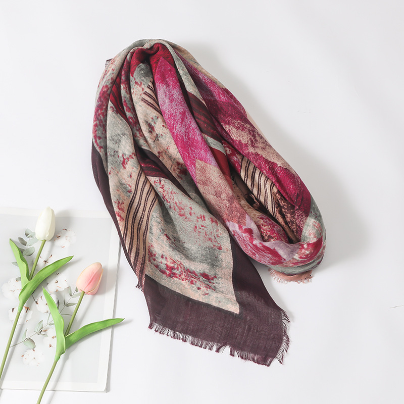 Estilo coreano impreso teñido de algodón y lino sensación de la mano bufanda cuadrada grande chal decorativo exterior 135*135 viajes protector solar Toalla de playa