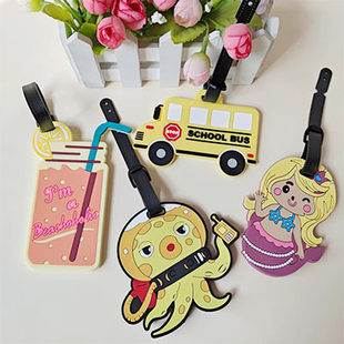 Protective yellow luggage tag PVC, travel card case, card holder, cartoon suitcase, wide color palette