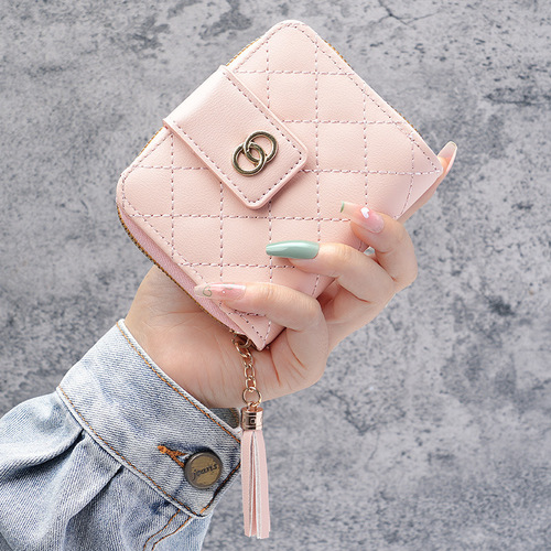 New style women's short wallet women's zipper wallet Korean style large capacity tassel women's bag manufacturer wholesale dropshipping