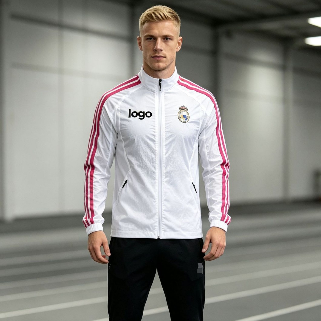 Real Madrid football sports jacket, men's stand-up collar, windproof training jacket, pre-match uniform, available for fans and team groups