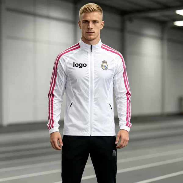 Real Madrid football sports jacket, men's stand-up collar, windproof training jacket, pre-match uniform, available for fans and team groups