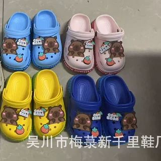 外贸跨境电商热销高弹EVA可爱卡通小中童洞洞凉拖鞋2378+卡皮巴拉