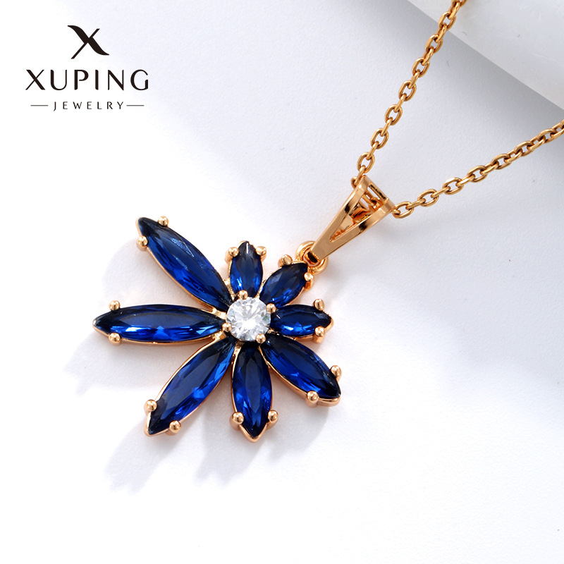 Xuking joyería color artificial joya vintage flor colgante hembra europea y americana de la moda transfronteriza imitación color tesoro joyería al por mayor