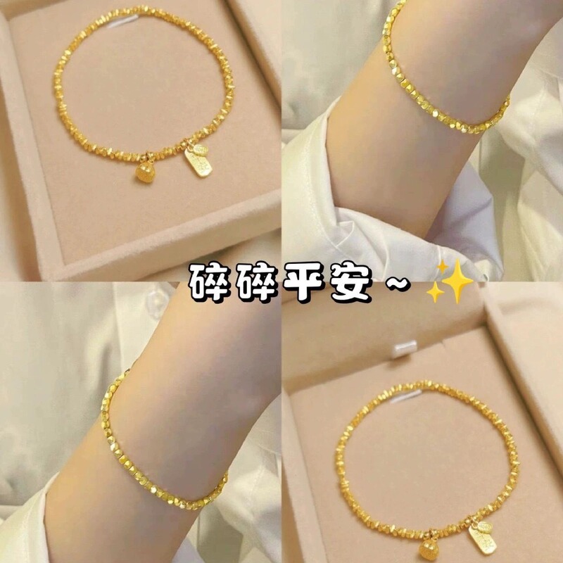 2024 New Broken Gold Lotus Peace Buckle Bracelet Women's Niche Design Fashion Trend Quality High-End 2024 New Broken Gold Lotus Peace Buckle Bracelet Women's Niche Design Fashion Trend Quality High-End