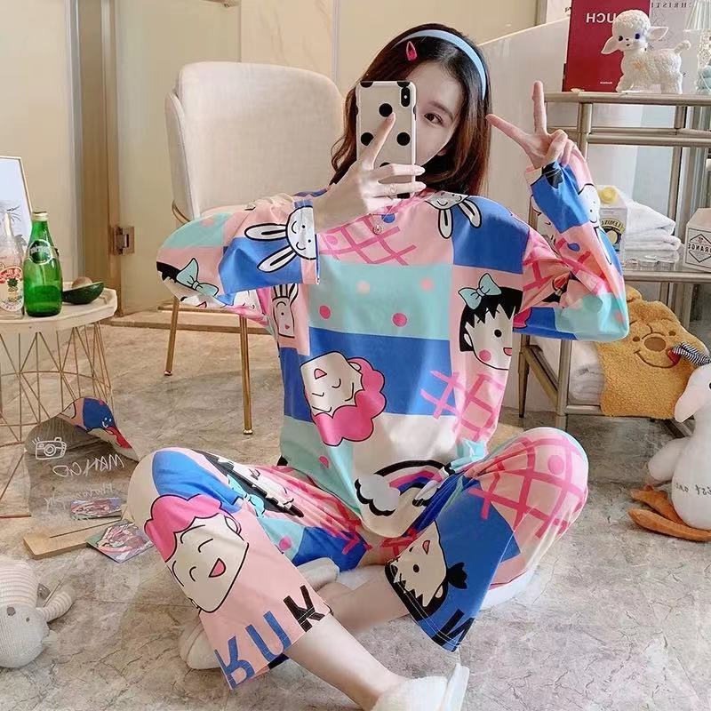 Pijamas de manga larga de las mujeres de primavera y otoño más tamaño pijamas de verano de las mujeres ropa de abrigo estilo coreano pijamas de las mujeres más tamaño traje de desgaste para el hogar image 44