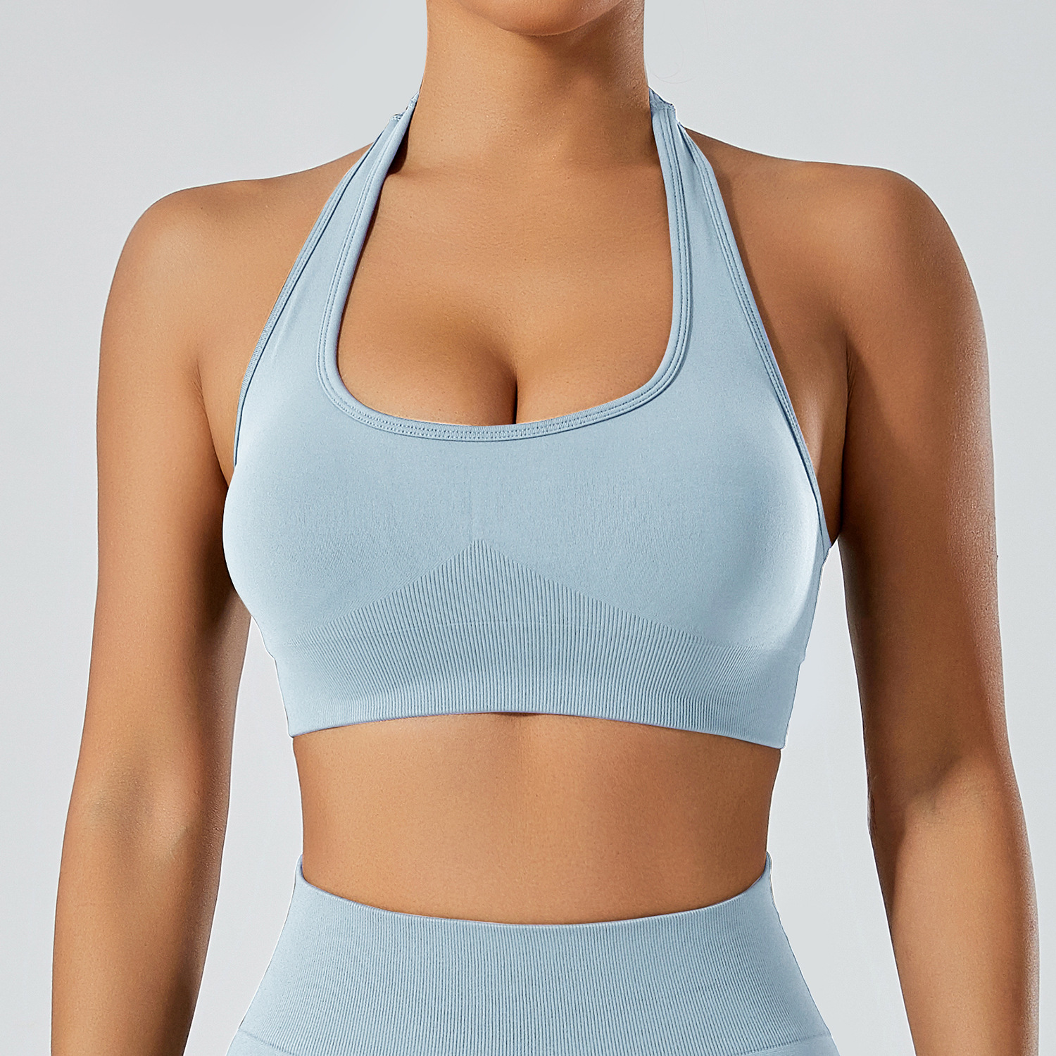En stock verano belleza espalda u cuello Halter sujetador desgaste exterior a prueba de golpes correr entrenamiento ropa deportiva ropa interior yoga ropa chaleco