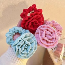 法式玫瑰立体花朵大肠发圈头绳发饰发绳浪漫发圈女高级感2024新款