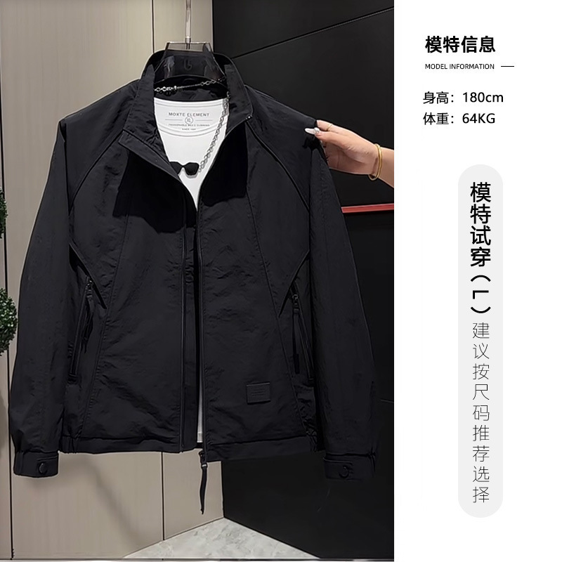 2025新款痞帅立领工装夹克男装春秋季宽松休闲时尚流时尚百搭外套|undefined