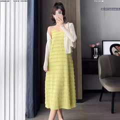 法式白色連衣裙女夏2023年新款打底小眾溫柔風初戀感蛋糕吊帶長裙