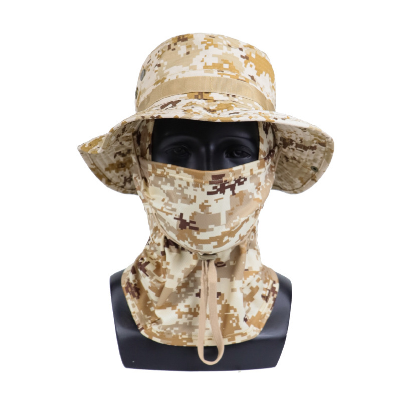 Cross-border sourcing: Camouflage fisherman's hat, fishing hat, outdoor hiking sun hat set, detachable balaclava, in stock.