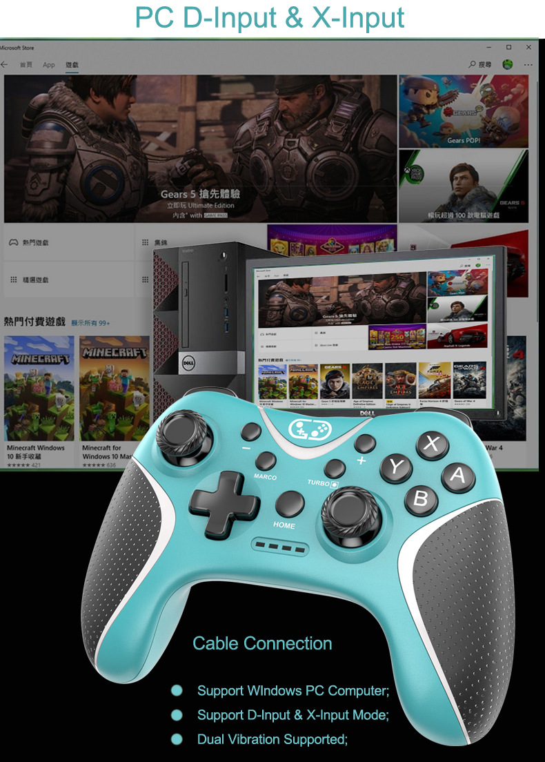 Interruptor inalámbrico del interruptor del GamePad manija de Bluetooth uno-haga clic el botón de programación de la parte posterior del anfitrión de la alarma