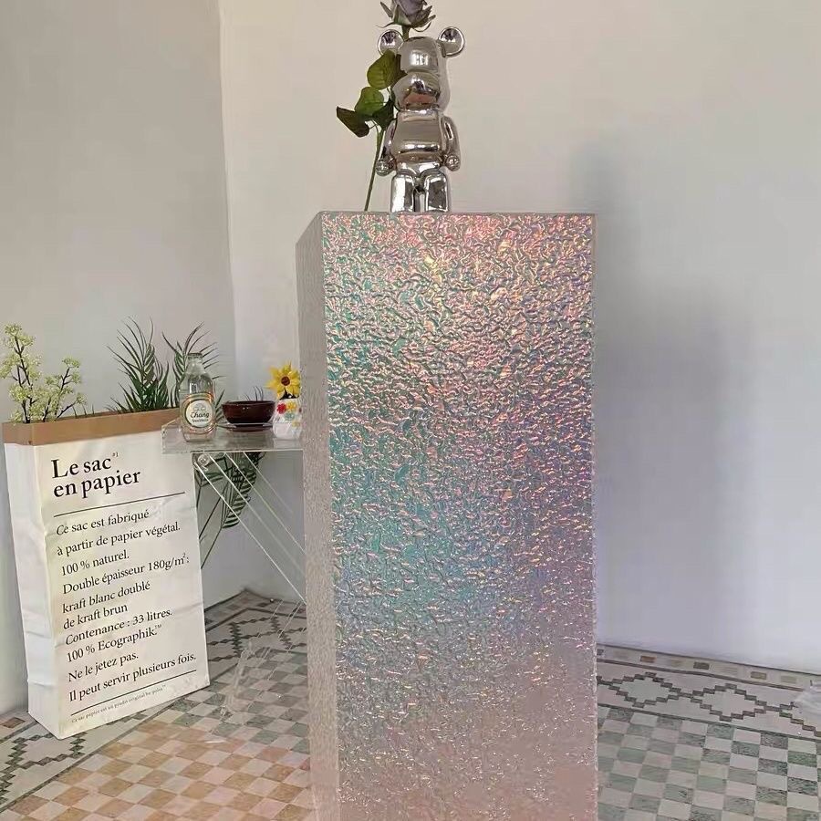 亚克力石头纹任意盒子底座透明地台展厅艺术品摆件简约摆台展示台