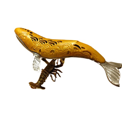 Solid brass crayfish ornaments retro pure copper pen holder pen holder study desk decoration crafts collection