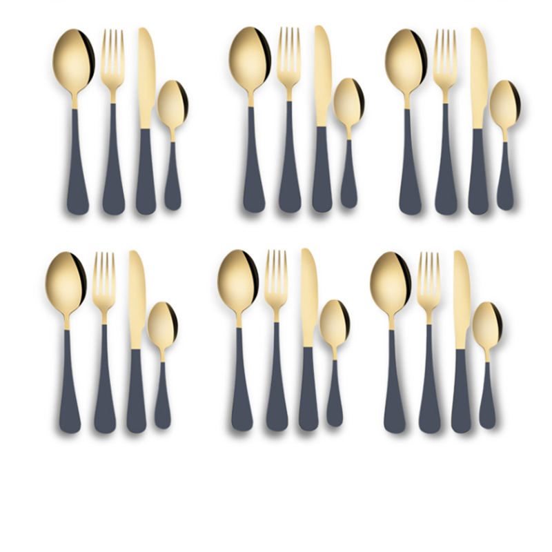 Amazon tiktok popular vajilla de acero inoxidable 24 piezas traje 1010 cuatro piezas principales 6 personas usan comida occidental cuchillo, tenedor y cuchara