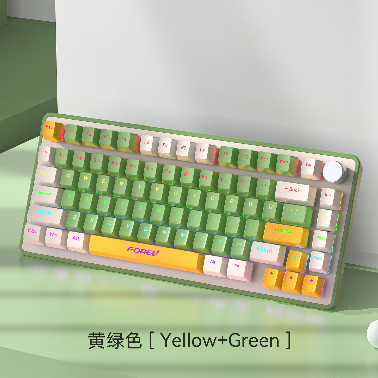 K82 juegos por cable E-deportes conjuntos Gaskett teclado mecánico perilla RGB teclado mecánico de alto valor