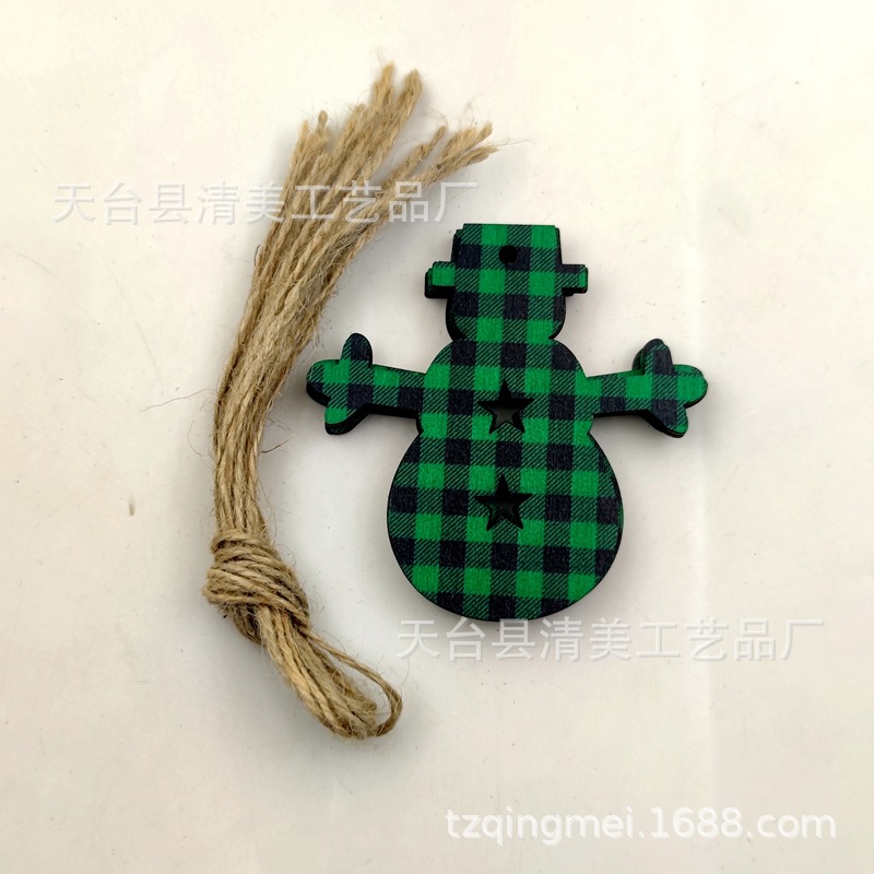 33 modelos de cuadros verdes y negros serie navideña piezas de madera colgante de decoración navideña se pueden combinar libremente 10 piezas en un paquete