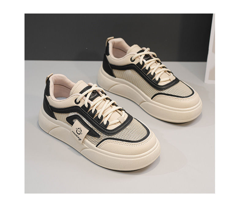 Cadillac cocodrilo zapatos de malla para mujeres 2024 verano nuevo estilo coreano de malla gruesa de suela transpirable zapatos blancos para mujeres