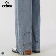 xxbro男装#美式潮牌复古反穿小众设计倒装牛仔裤直筒男女同款裤子