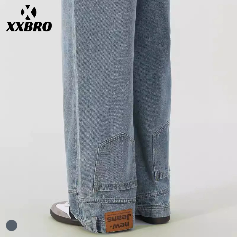 Xxbro мужская одежда # американский прилив ретро-надевал нишу дизайн с перевернутыми джинсами прямые брюки для мужчин и женщин