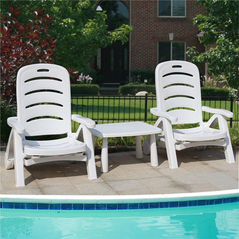 Silla de playa al aire libre de plástico de aluminio de madera maciza mesa de té piscina ajustable silla plegable cama de spa image 5