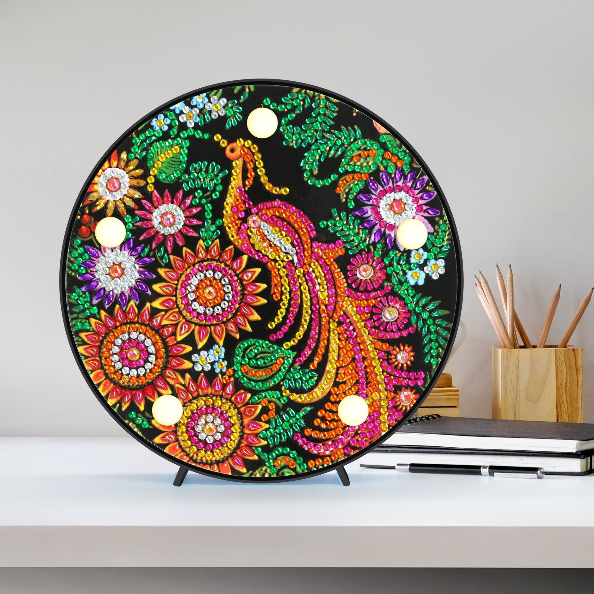 Accesorios para pintura con diamantes, lámpara decorativa DIY, adornos decorativos para dormitorio y mesita de noche, venta al por menor y al por mayor con kit de herramientas