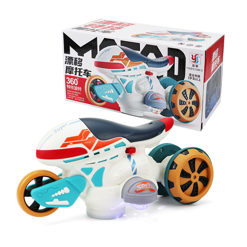 Nuevos productos transfronterizos, juguetes universales eléctricos para niños, acrobacias, motocicletas giratorias, luces, música, deriva, coches de juguete deformados