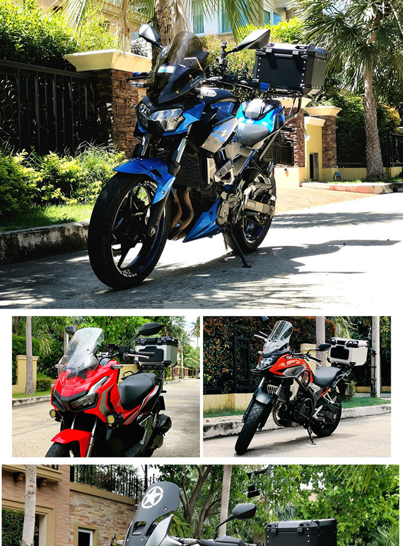 New 45L Decal Motorcycle Aluminum Alloy Tail Box Lightweight Electric Car Helmet Box Back-up Trail Luggage