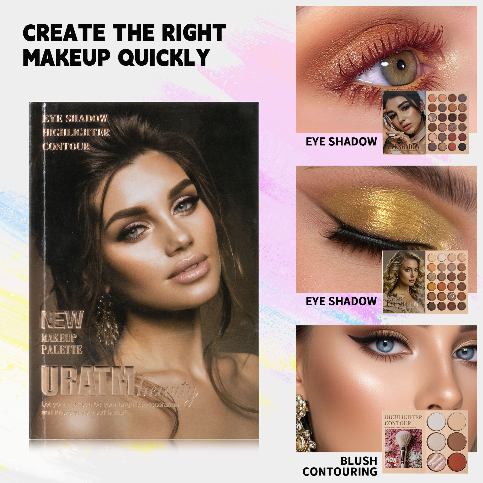 A 54-color cross-border bestseller, 3-page eyeshadow palette, matte pearlescent blush, high-gloss one-piece, easy-to-apply makeup undefined