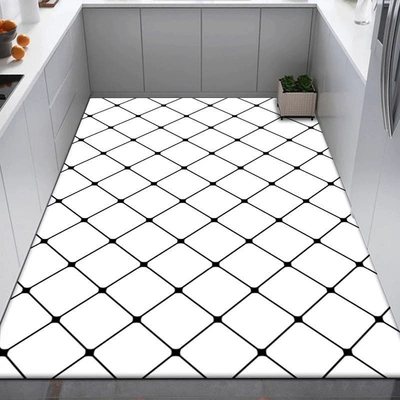 Avtomobil döşəmə paspasları — Floor Mat Wipeable Full Balcony - white-check-50x80cm-size-small-careful-shooting