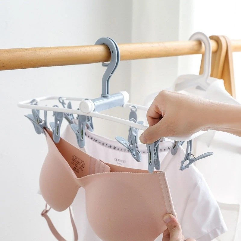 Tendedero Plegable Multi-Pinza de 12 Pinzas de Plástico A Prueba de Viento para Dormitorio