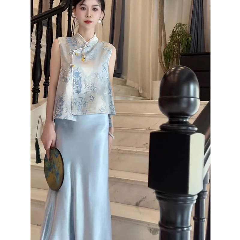 女性のためのベスト 2025 夏のインターネット有名人の新しいファッション絶妙なデザインの新しい中国風のノースリーブトップトレンディ|undefined