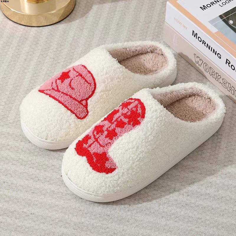 Non-Slip Ready-Made Boots Couple Slippers Cotton Home Denim Thick-Soled Warm Shoes New Cross-Border Men and Women Soft-Soled Winter