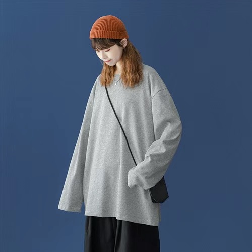 Camiseta de base de color sólido, ropa de mujer coreana, estilo extranjero, 2026 camiseta de manga larga para parejas con la misma camiseta de base fuera de la moda