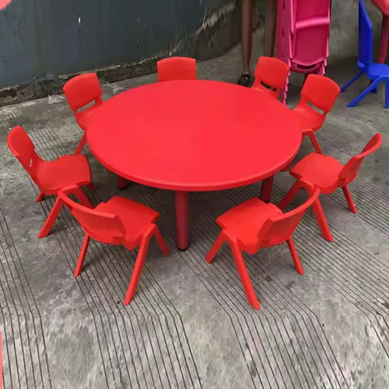 加厚幼儿园塑料圆桌儿童吃饭学习小饭桌早教培训卡通学习桌子家用