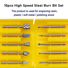 High-speed steel rotary file woodworking tool 10-piece combination set, carving file, root carving, core carving file