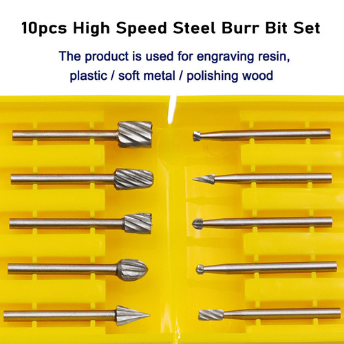 High-speed steel rotary file woodworking tool 10-piece combination set, carving file, root carving, core carving file