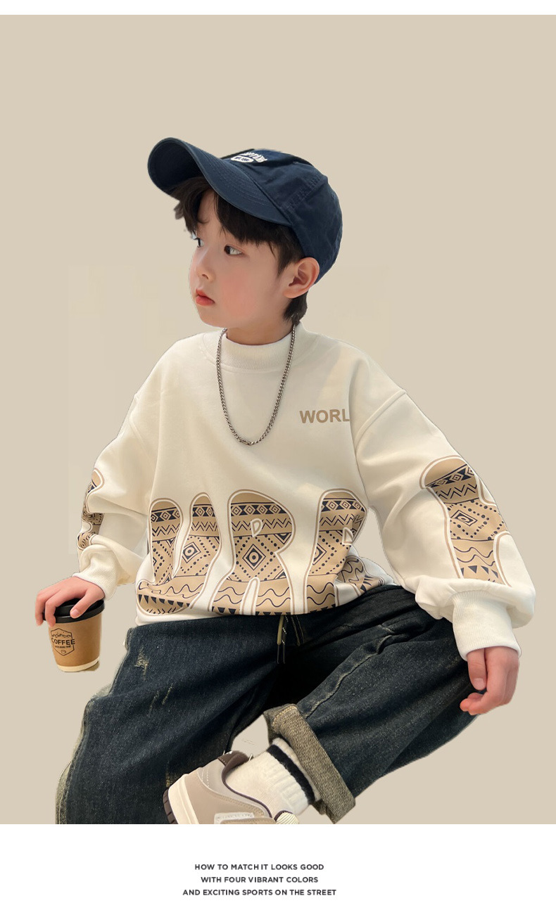 Drengetøjsmærke hættetrøje 2024 ny forårstop, mellemstørrelse børns efterårstøj, trendy og eksplosiv street style_voghion.com